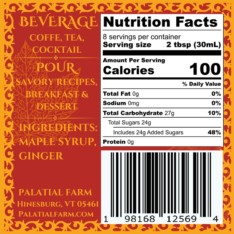 Maple Ginger Syrup 8 OZ
