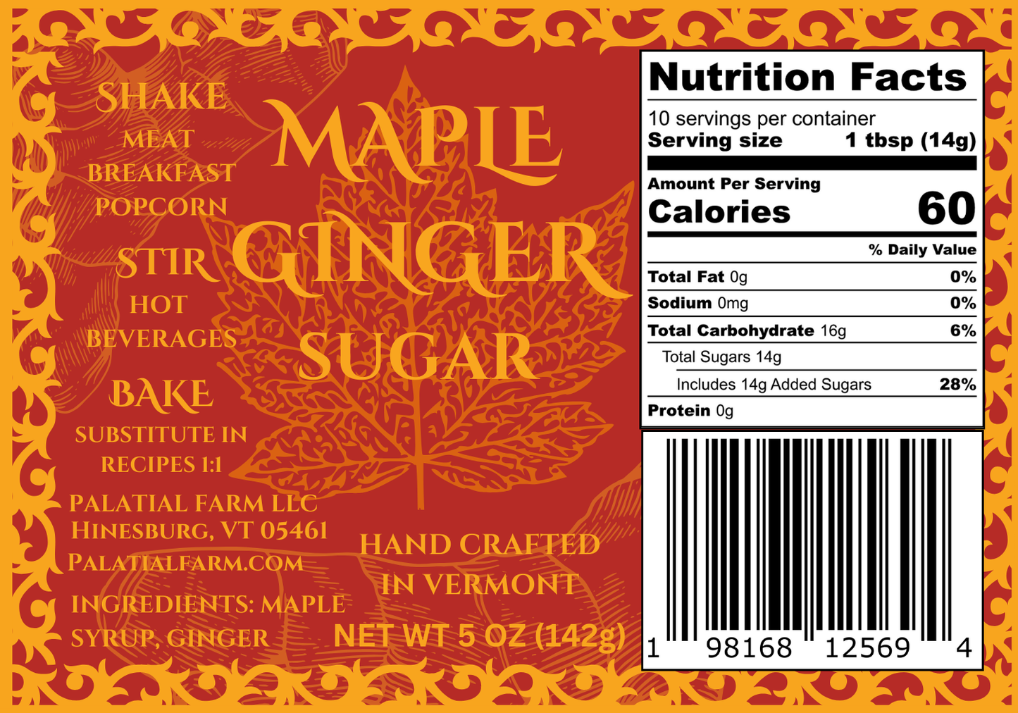 Maple Ginger Sugar 5 OZ