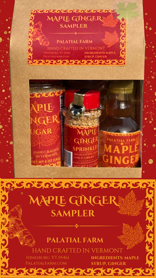 Maple Ginger Sampler set from Palatial Farm in decorative packaging.