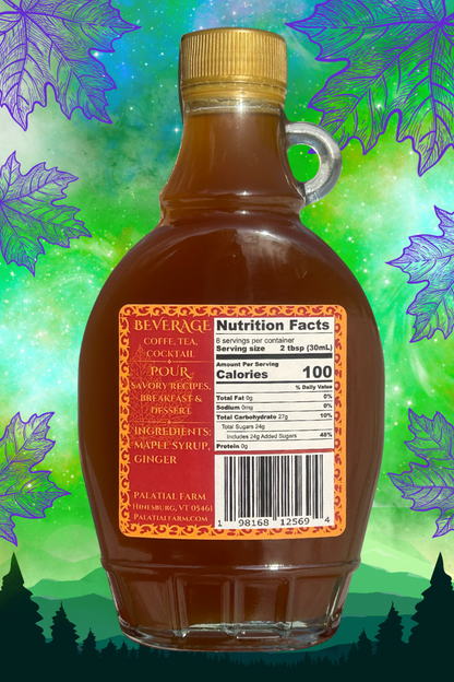 Maple Ginger Syrup Nutritional Fact Panel (NFP)